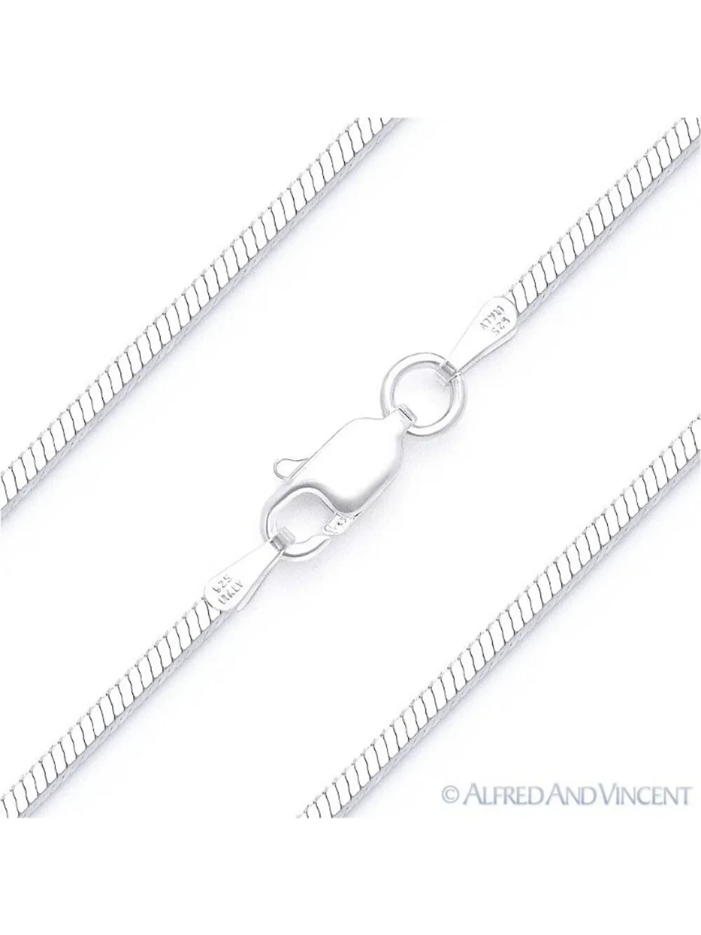 1.4mm 4-Sided Snake Link Italian Chain Necklace in .925 Sterling Silver - 20